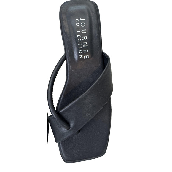 Journee Collection Mina Shoes Womens Size 6 Black Low Block Heel Sandals Strappy - Picture 2 of 12